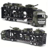 6-in-1 Karinis Sunkvežimis Transporto Priemonė Lydinio Žaislų Rinkinys Lydinio Transportinis Sunkvežimis su 6 Lydinio Transporto Priemonėmis Nuimama Priekinio Automobilio Puošmena Gimtadienio Dovana Vaikams gray