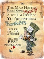 MAD HATTER BONKERS Retro Metal Tin Sign Poster Plaque Garage Wall Decor A4Aluminum 20x30cm（7.8x11.8inch）
