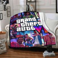 1pc Grand Theft Auto Soft Flannel Blanket with Designer Print - A cozy blanket for all seasons, perfect for the couch, bed, officeB68 80cmx120cm(31inx47in)