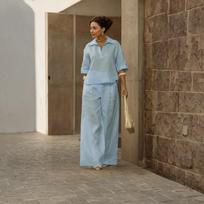 Women's Casual Two-piece Collar Top And Wide Leg Pants Set L