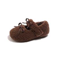 Girls' New Plush Boot with Velcro Strap and Soft Rubber Sole Cotton Shoes 21 ruda