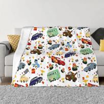 Automobiliai Žaibas Makvynas Flanelinis pledas Lengvas lovatiesė Sofos dekoras Namų tekstilė Greitkelio tema 100x150cm