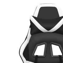 Gaming Chair with Massage Function & Footrest Black & White PU Leather