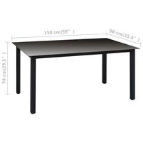 7 piece Garden Dining Set Black