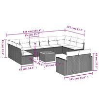 13 pc Outdoor Sofa Set with Cushions Black PE Rattan