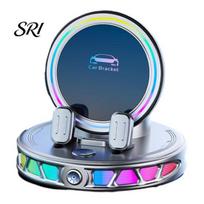 Automobilinis telefono laikiklis su belaidžiu įkrovimu, automobilio tvirtinimas su RGB aplinkos apšvietimu, 15W automatinis magnetinis įkroviklio stovas, vakuuminis siurbimas, mobiliųjų telefonų priedai sidabras