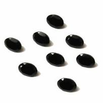Black Onyx Faceted Oval Cabochon Lot, Natural Black Onyx Gemstone, Oval Faceted Flat Back Stone, Loose Gemstone for Jewelry Making 6x8mm juoda