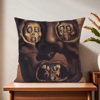 Famous Salvador Dali Art Cushion Cover For Pillow Printing Sofa Decoration Home Car Room Coffee Shop Office Nordic Simplicity Peach skin 18*18(CM)-1Pcs black