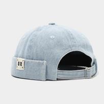 Vintage Washed Denim Brimless Docker Cap Solid Color Cotton Vintage Dome Hat Adjustable Melon Beanie Cap Boy Girls gray