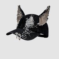 Junk Style Y2K Doberman Dog Ears Washed Cowboy Baseball Cap Dark Tie Punk Personality Street Cap Tide adult