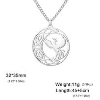 Phoenix Bird Angel Wings Pendant Necklace Stainless steel Auspicious deepening feminine Celtic Crescent amulet Fashion jewelry 45-60cm white