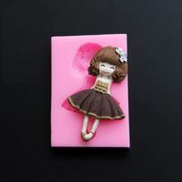 Silikoninė forma Cute Girl fondant formuojant tortų dekoravimo įrankiai šokolado formelė Kepimo įrankiai tortams Lilac girl rožinė