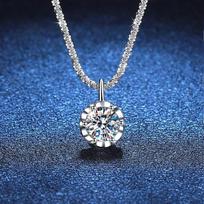 Moissanite 2ct kaklo pakabukas S925 Sterling Silver Party Vestuvių laboratorijos Dimond brangakmenių karoliai moterims su sertifikatu 1ct 6.5mm Moissanite