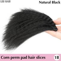 MISS WIG sintetinis kukurūzų ūsų tekstūros peruko segtukas kaukolės viršuje, skirtas kasdieniam dėvėjimui 20cm black
