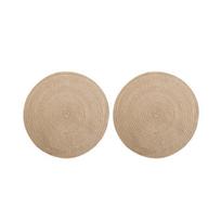 2 Pcs Anti-Slip Round Table Mat Set Woven Placemats Dining Table Non-Slip Coasters for Kitchen Heat S smėlis