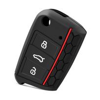Automobilio rakto dėklas silikoninis dangtelis VW Golf 7 MK7 3 mygtukų atlenkiamam nuotolinio valdymo pulteliui Seat ir Skoda automobiliams, automobilių priedai raudona