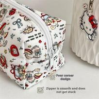Miela raudono obuolio Hello Kitty pieštukinė Didelės talpos nešiojamas laikymo krepšys Mergaitiška užtrauktuku užsegama kanceliarinė dėklas Saldus makiažo krepšys Dovanos 1 pcs