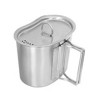 Camping Cup Backpacking Mug with Foldable Handle 700ml Stainless Steel Cup with Lid for Outdoor Camping Hiking Picnics 1