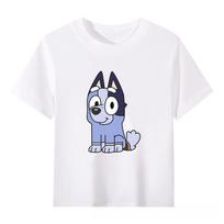 Bluey Official Kids Dog Cartoon Graphic T Shirt Cotton Short Sleeve Tee Black White Summer Casual Wear 110