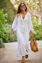 Summer dress women's cotton and linen long dress V-neck shirt casual commuter style vacation style S balta