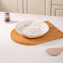 Round Ceramic Steaming & Draining Plate for Dumplings, Buns, Fruits, and Vegetables. 8.1 inch Round Porous Plate [Plain White] white