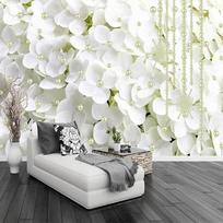 Moderni mada 3D tapetai baltos gėlės papuošalai perlas nuotraukų tapetai svetainės sienos lipdukas namų dekoras 200 cm(W) x 140 cm(H)