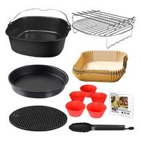 Kvadratiniai 9 colių oro gruzdintuvės priedai, skirti Cosori Ninja Phillips Tower Pot Tefal ir kt. 5,6-7,5 l giliakrepšiams oro gruzdintuvėms CHINA