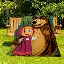 1pc Masha Bear Outdoor Blanket Lightweight Flannel, Soft & Warm, All-Season Use for Sofa, Outdoor, Camping, Living Room, Office138 130cmx150cm