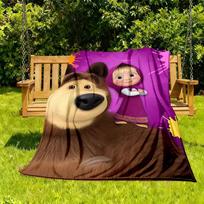 1pc Masha Bear Outdoor Blanket Lightweight Flannel, Soft & Warm, All-Season Use for Sofa, Outdoor, Camping, Living Room, Office055 130cmx150cm