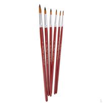 6pcs Artist Pointed Brush Set for Acrylic Oil Dark Red