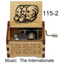 Custom Print the Internationale Music Box Wooden Hand Crank Musical Gift for Senior Grandparent Commemorative Souvenir (Army Green,Small) armijos žalia spalva