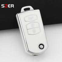 Naujas TPU automobilio rakto dėklas Dangtelis Korpusas Mazda 3 5 6 serijai M6 Rx8 Mx5 2 3 mygtukams Sulankstomo rakto apsauga Raktų pakabuko priedai