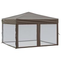 Foldable Party Tent with Side Walls Taupe 3x3 m
