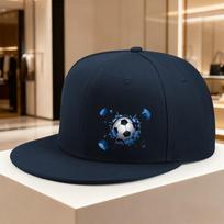 Soccer Wall Graphic Print Flat Brim Cap Polyester Snapback Hat Unisex Casual Outdoor Adjustable Headwear One Size black