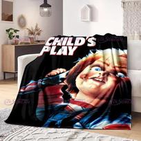 Žiūrėti siaubo filmus Stimuliuojantis filmo pledas Vaikų žaidimų personažas Chucky pledas Namų sofos Šiltas lovatiesis Minkštas flanelės pledas 75cmx90cm