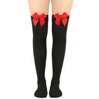 Friction-resistant Bow Thigh-high Socks Breathable Polyester Perfect For Young Adults Years) Style B