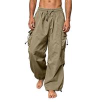 Mens Joggers with Pockets Baggy Sweatpants Men Cargo Pants for Men Sweatpants for Men Loose Fit Drawstring Waist L smėlis