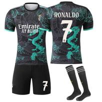 (#7 RONALDO) 25-26 Real Madrid Juodi Žali Futbolo Marškinėliai Su Drakono Raštu Vaikams ir Suaugusiems XL