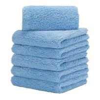 Custom Logo 550gsm Quick-Dry Microfiber Car Towel Absorbent and Thickened Coral Fleece Cloth for Home Use and Detailing 40 cm x 40 cm&500 - 699 GSM mėlyna