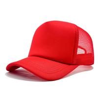 Casual Adjustable Baseball Cap Mesh Solid Color Trucker Cap Breathable Snapback Hats raudona