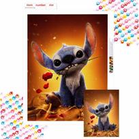 Disney Diamond Painting Stitch Rose Red Theme Artwork Cartoon 5D Diamond Cross Stitch Mosaic Home Decor Gift Round 30x40cm