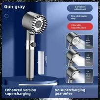 2026 New Turbocharged Filter Shower Head 3 Modes High Pressurized Handheld Shower with Massage Brush One Click on/Off Switch