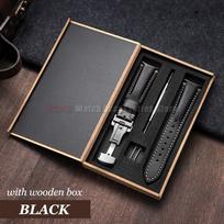 Watchband 20mm 22mm 24mm Genuine Leather Watch Strap with Gift Box Universal Butterfly Buckle Cowhide Men's Business Wrist Belt 22mm