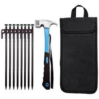 8Pcs Tent Pegs Beach Tent Stakes Heavy Duty Unbreakable Tent Pegs 30cm with Storage Bag & Hammer for Outdoor Camping juoda