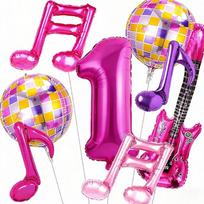 8pcs Music Note Guitar Disco Ball Balloons 32 Inch Rose Red Numbers 1-9 Balloon Set Music Themed Birthday Party Decorations other purple