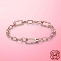 Originali aukso spalvos Me apyranke 925 Silver Me Lobster Clasp Chain Link Moteriška apyranke juvelyrikos gaminimo dovana 17cm