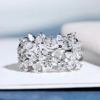 Romantiškas krištolinių gėlių dizaino pirštų žiedai nuotakos vestuvių ceremonijos vakarėlio žiedas Bling CZ 2022 m. nauji atvykę papuošalai moterims 6 gray