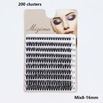 Segmentinis priauginimas dirbtinės blakstienos su kuokštu 200 vnt. storas perdėtas blakstienas galima priauginti namuose 40D10paiMix8-16mm  C juoda