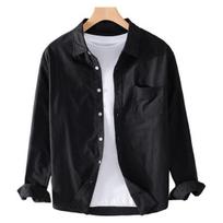 Fall Spring Men Shirt Single-breasted Solid Color Lapel Long Sleeve Soft Breathable Cadigan Buttons Plus Size Formal  Office Shirt Men Top M juoda