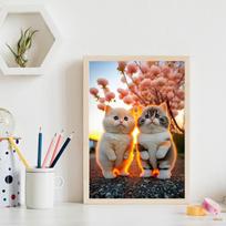 DIY Diamond Painting Two Cute Kittens Cross Stitch Kit Mosaic Art Diamond Painting Full Circle/Square Diamond Home Decoration Round 20x30cm